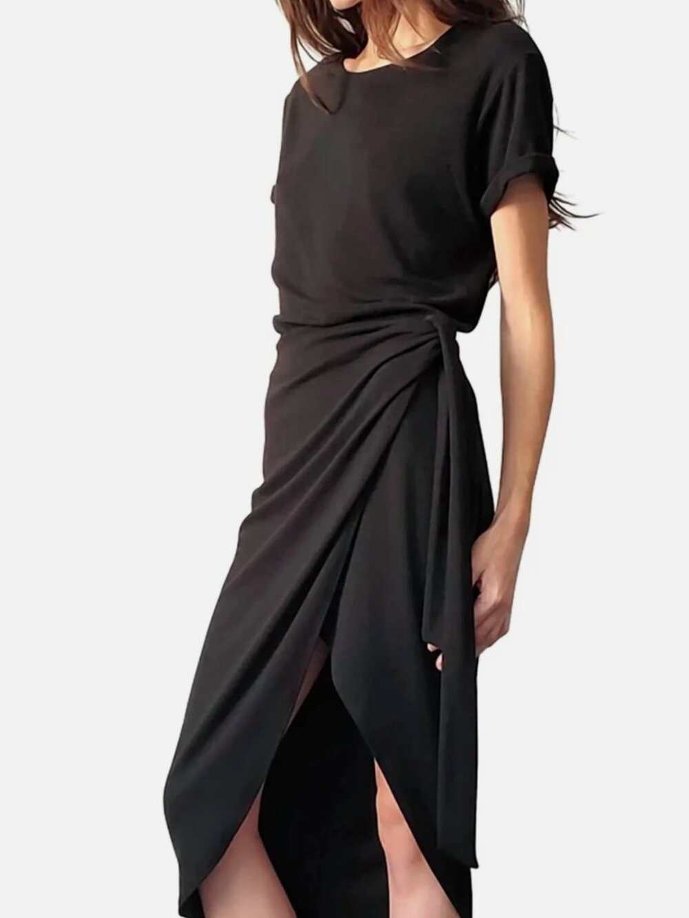 LBLC The Label Kelly Wrap Dress Black Medium Midi NWT